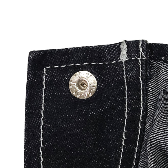 Missguided Long Sleeve Snap Up Front Mini Denim Shirt Dress Sz. 12 Black - Picture 6 of 12